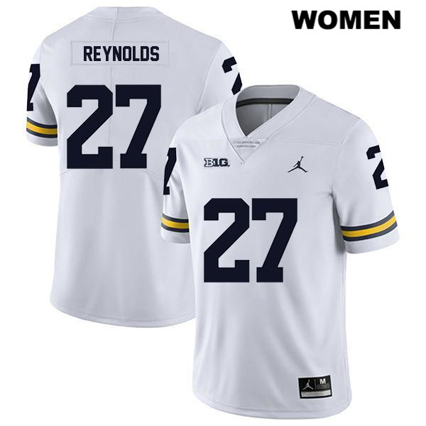 Women's NCAA Michigan Wolverines Hunter Reynolds #27 White Jordan Brand Authentic Stitched Legend Football College Jersey UN25J13NV